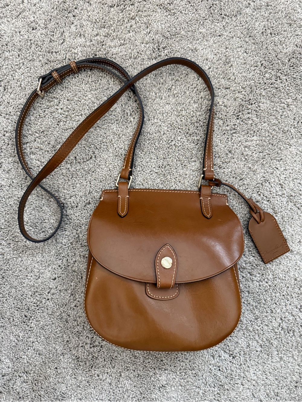 Dooney &  Bourke Brown Leather Crossbody Saddle Bag